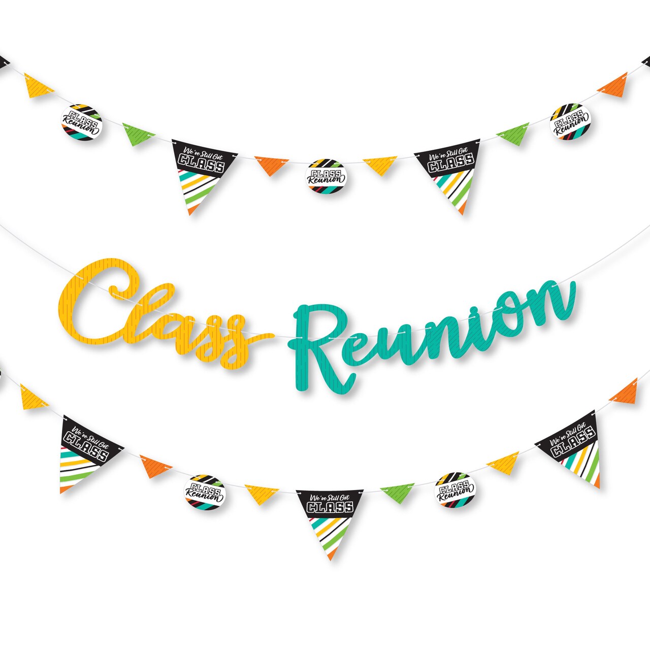 Big Dot of Happiness Still Got Class - High School Reunion Party Letter Banner Decoration - 36 Banner Cutouts and Class Reunion Banner Letters